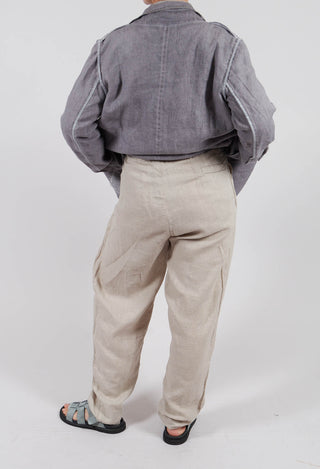 Vintage Look Linen Trousers in Original Beige