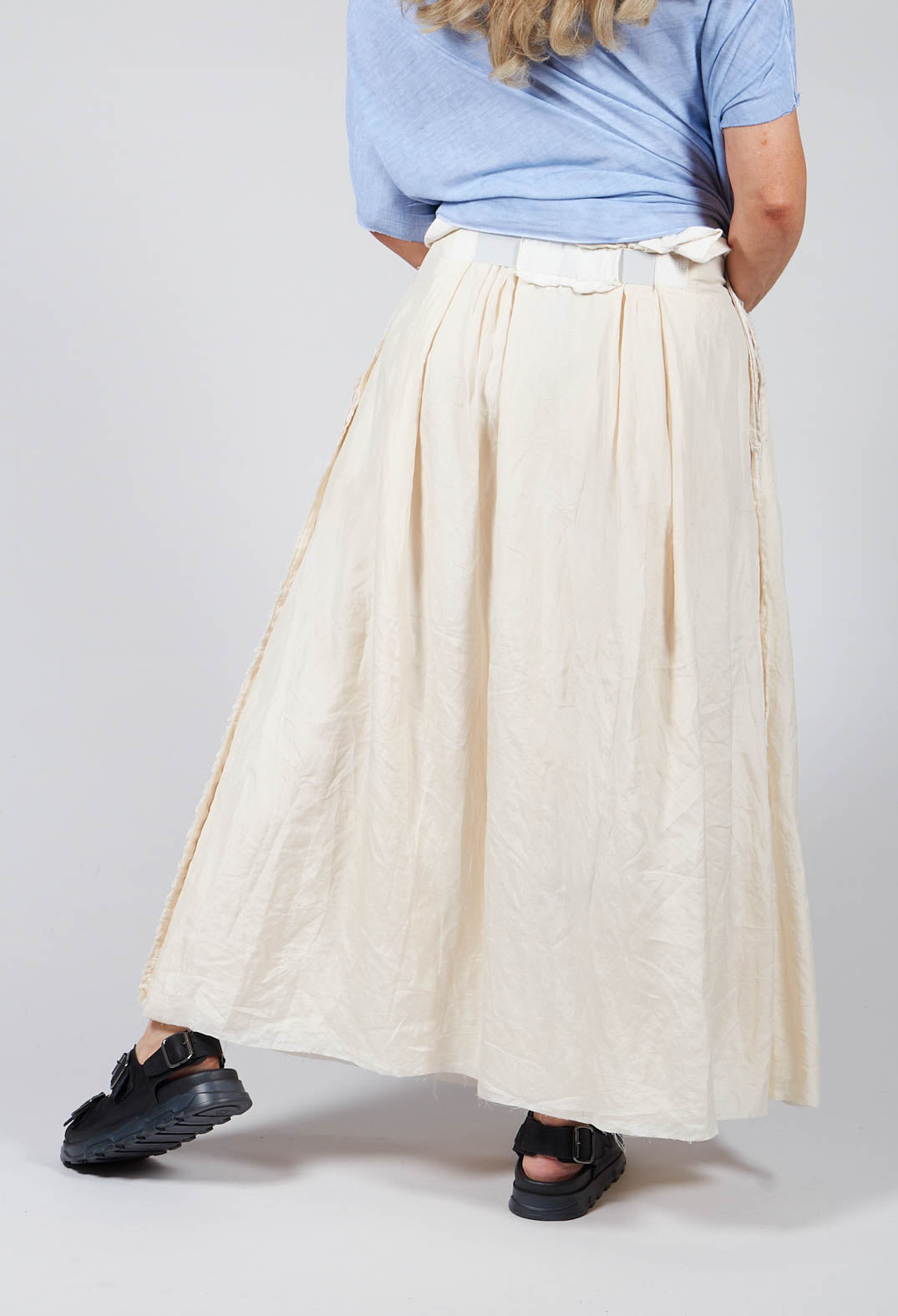 Long Washed Silk Skirt in Tea