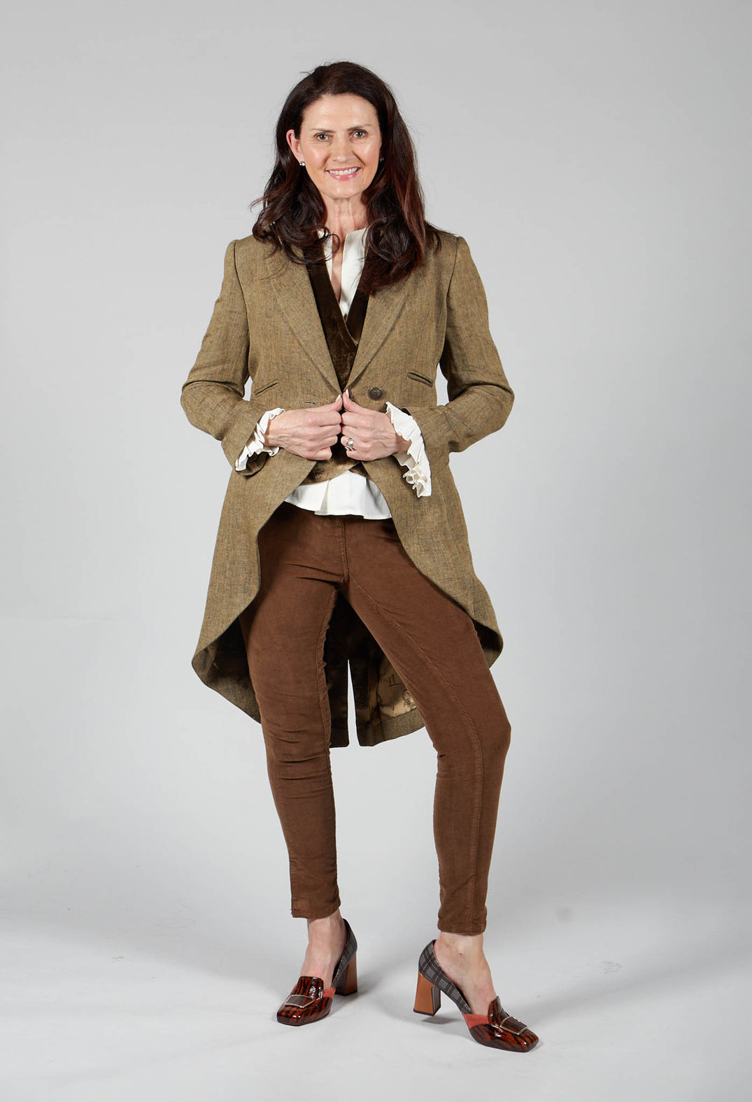 Corduroy Straight Leg Trousers in Carmel