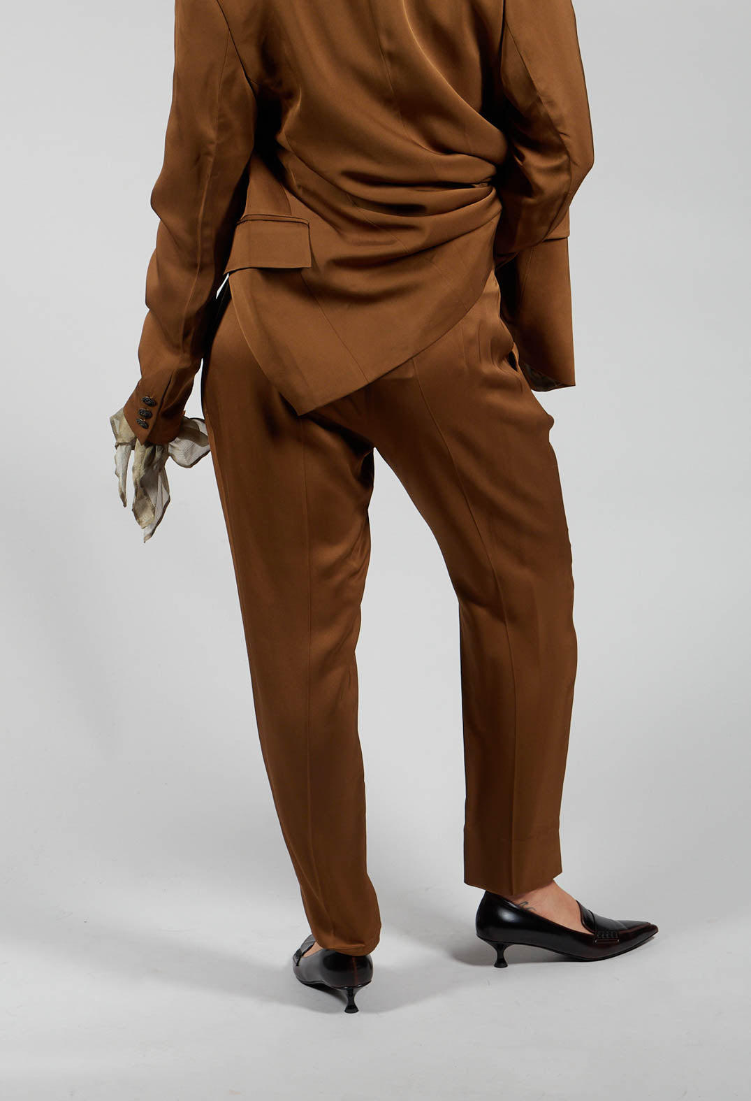 Straight Leg Pleated Trousers in Rust