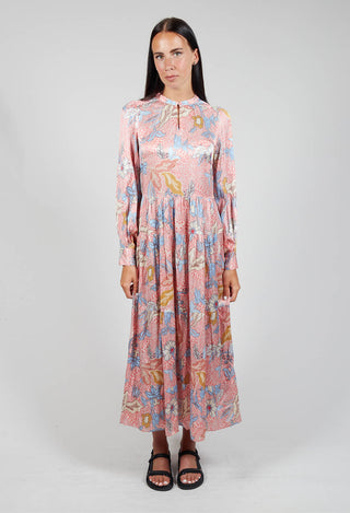 Long Dress with Puffed Sleeves in Native Taffy