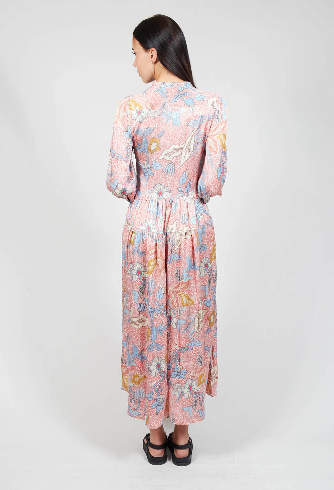 Long Dress with Puffed Sleeves in Native Taffy