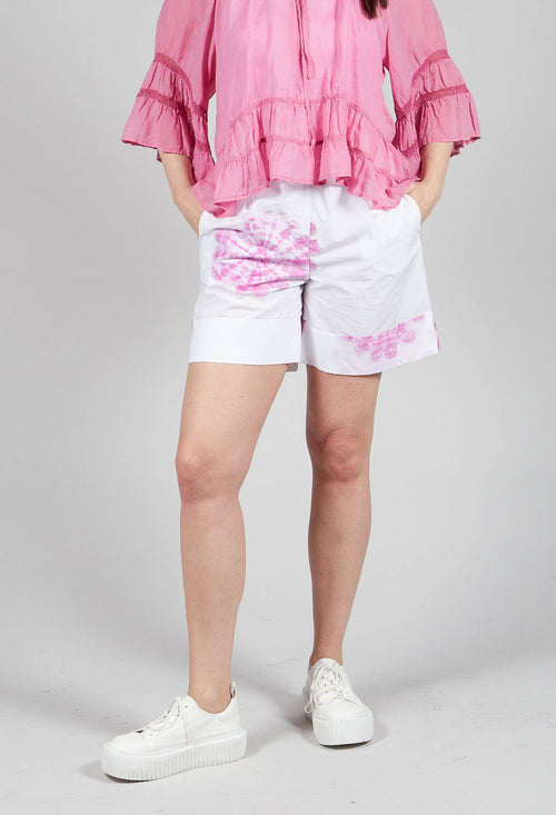 Shorts with Pink Flower Print