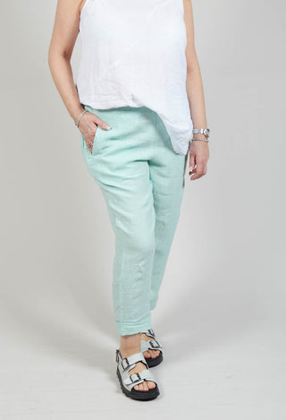Straight Legged Cropped Trousers in Aquaverde