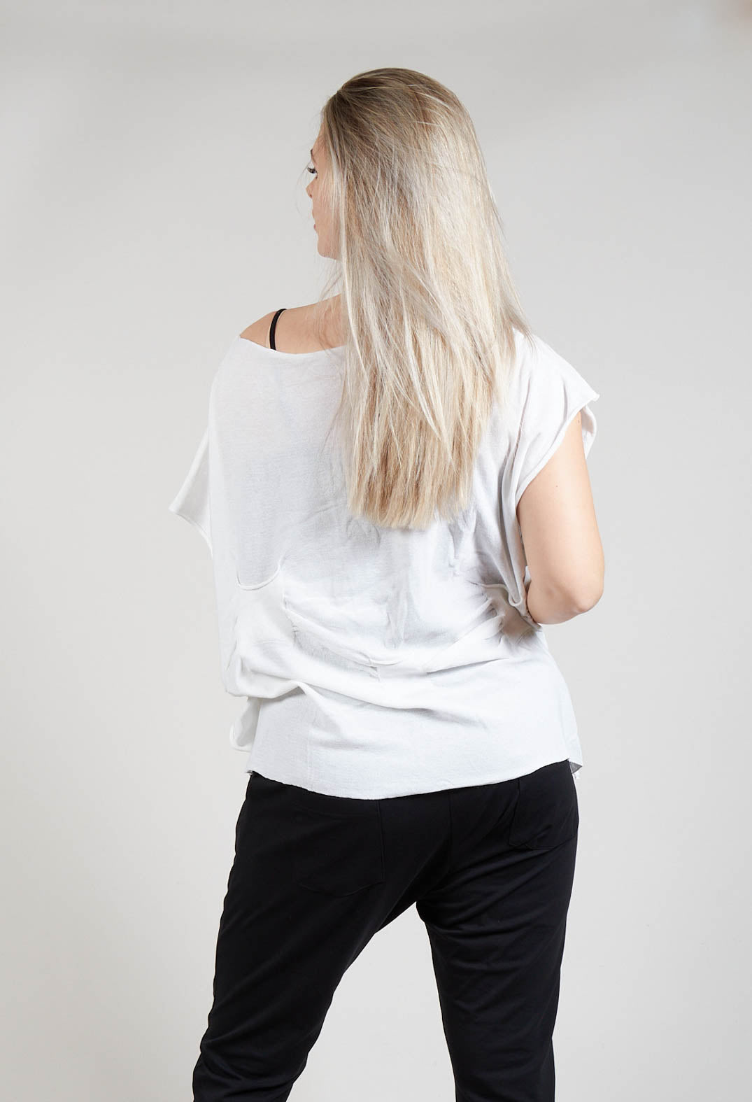 Ruched Sleeveless Sweater in White