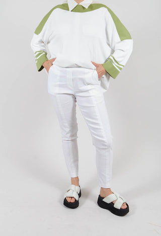 Pull on Trousers with Side Pockets in White
