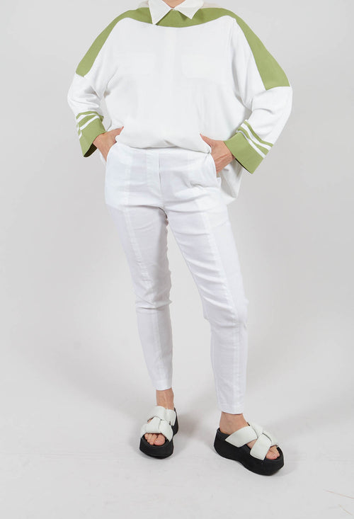Pull on Trousers with Side Pockets in White