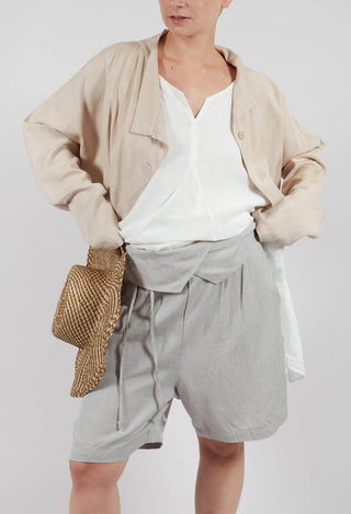 Loose Fit Shorts with Folded Waistband in Grey