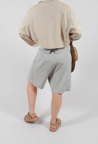 Loose Fit Shorts with Folded Waistband in Grey
