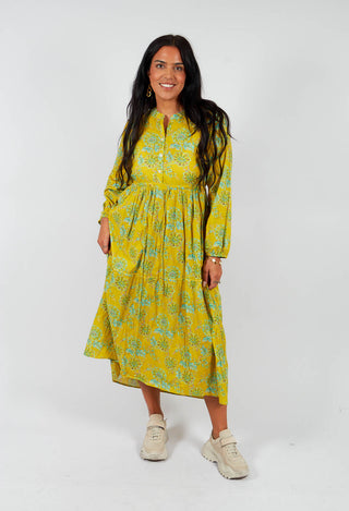 Tiered Valerie Dress in Yellow Floral Print