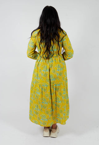 Tiered Valerie Dress in Yellow Floral Print