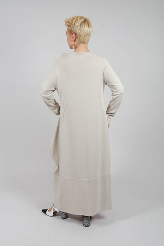 Long Sleeve Ballon Hem Dress in Off White
