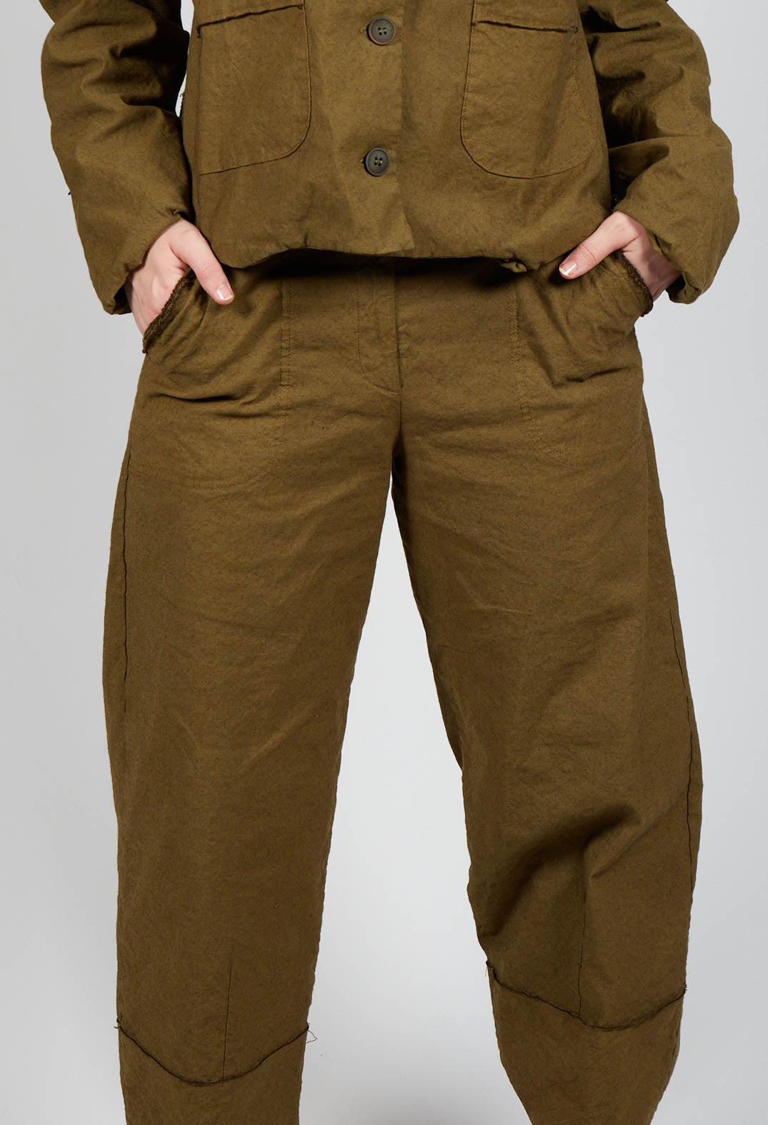 Wide Leg Cropped Trousers in Oliva