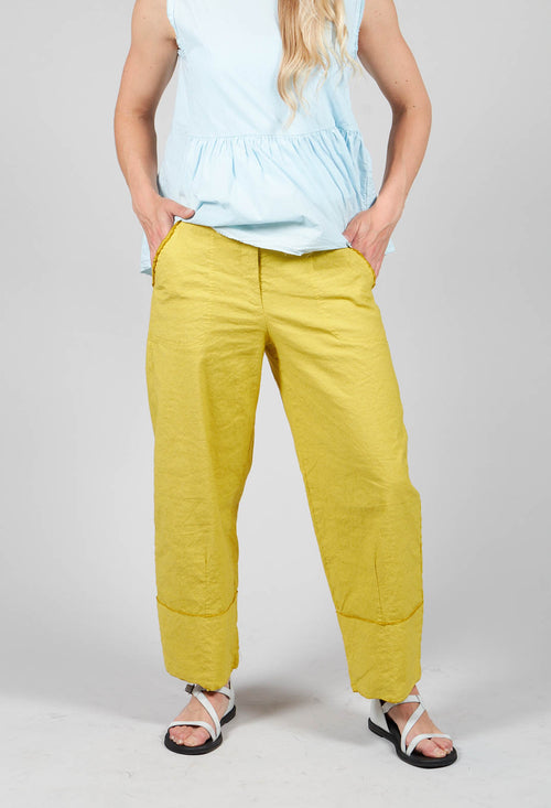 Wide Leg Cropped Trousers in Senape