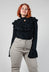Long Sleeved Blouse with Ruffled Bib in Black