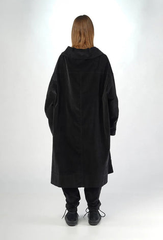 PRE-ORDER - Velvet Oversized Coat with Feature Pockets in Rose (Pictured in Black) - 3231203