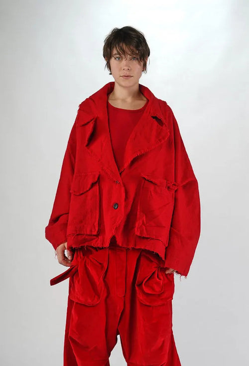 PRE-ORDER - Oversized Jacket with Raw Edges in Rose - 3281101