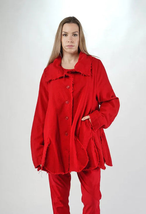 PRE-ORDER - Tulip Hem Jacket with Raw Edges in Black (Pictured in Rose) - 3281102