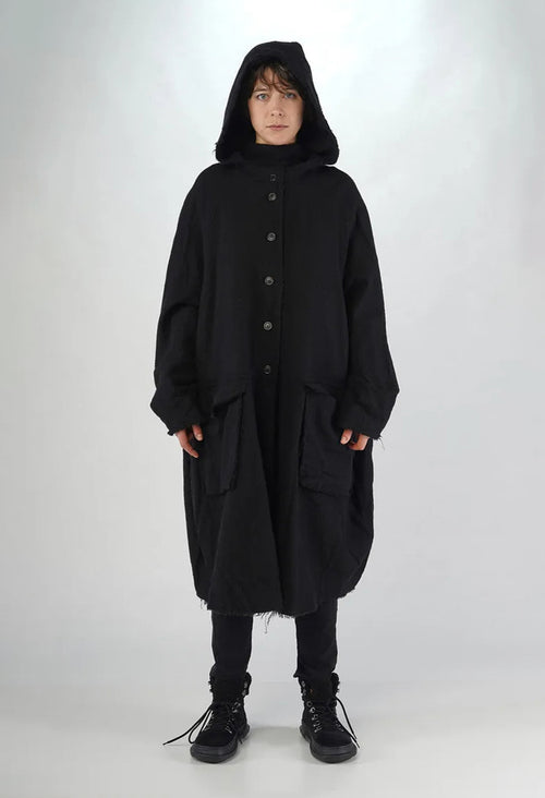 PRE-ORDER - Coat with Raw Edges in Rose (Pictured in Black) - 3281203