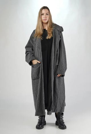 PRE-ORDER - Long Coat with Raw Edges in Rose (Pictured in Dark Grey) - 3281204