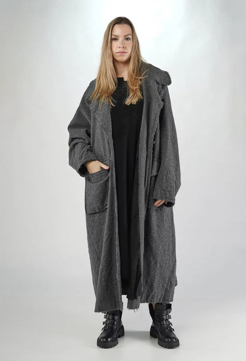 PRE-ORDER - Long Coat with Raw Edges in Rose (Pictured in Dark Grey) - 3281204
