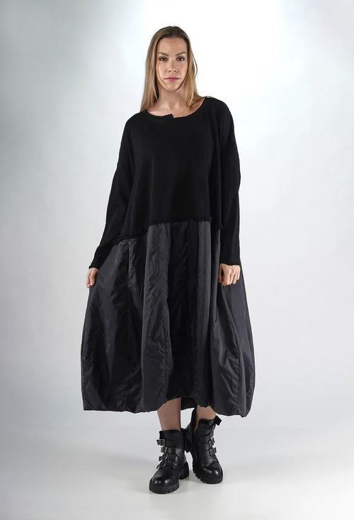 PRE-ORDER - Dual Fabric Dress in Light Grey with Dark Greyflock (Pictured in Black with Blackflock) - 3290918