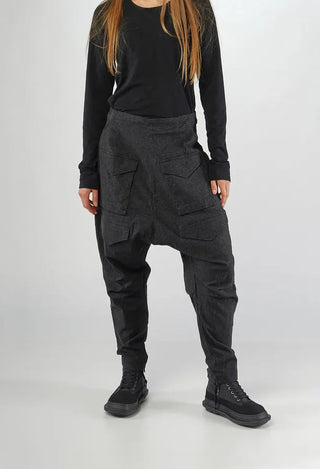 PRE-ORDER - Drop Crotch Trousers in Black Stripe - 3410106