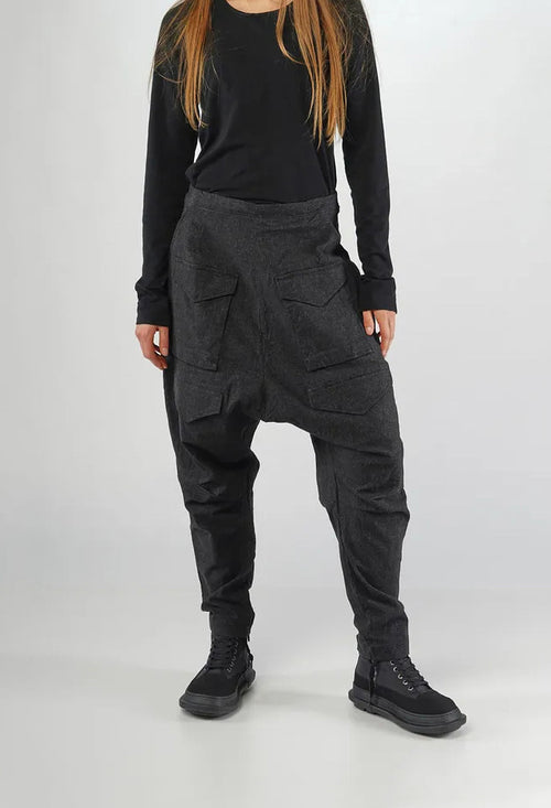PRE-ORDER - Drop Crotch Trousers in Black Stripe - 3410106