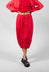 Loose Fit Drop Crotch Cropped Trousers in Red