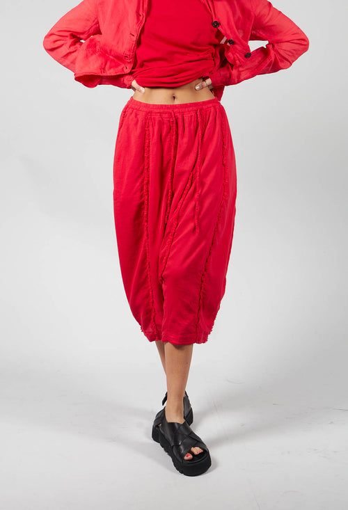 Loose Fit Drop Crotch Cropped Trousers in Red