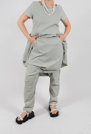 Trousers with Front Overlay in Olive Check