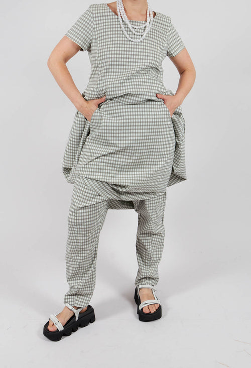 Trousers with Front Overlay in Olive Check