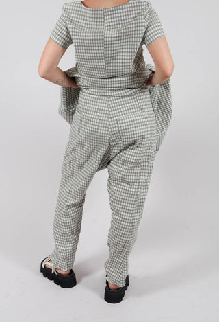 Trousers with Front Overlay in Olive Check