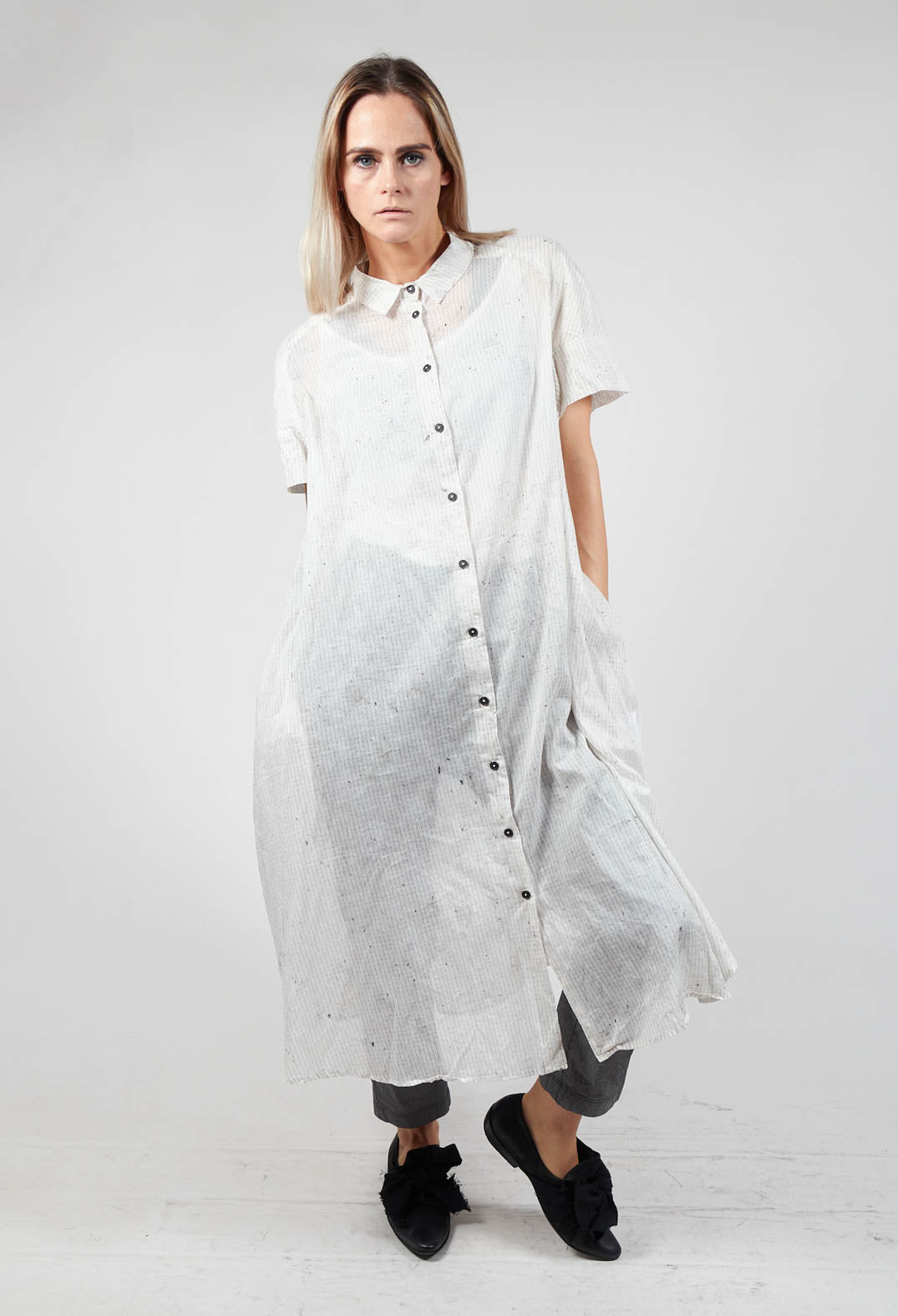 Pull On Straight Leg Trousers in Black Check