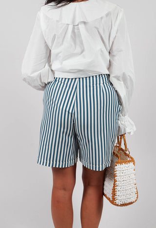Striped Bermuda Shorts in Poseidon Green