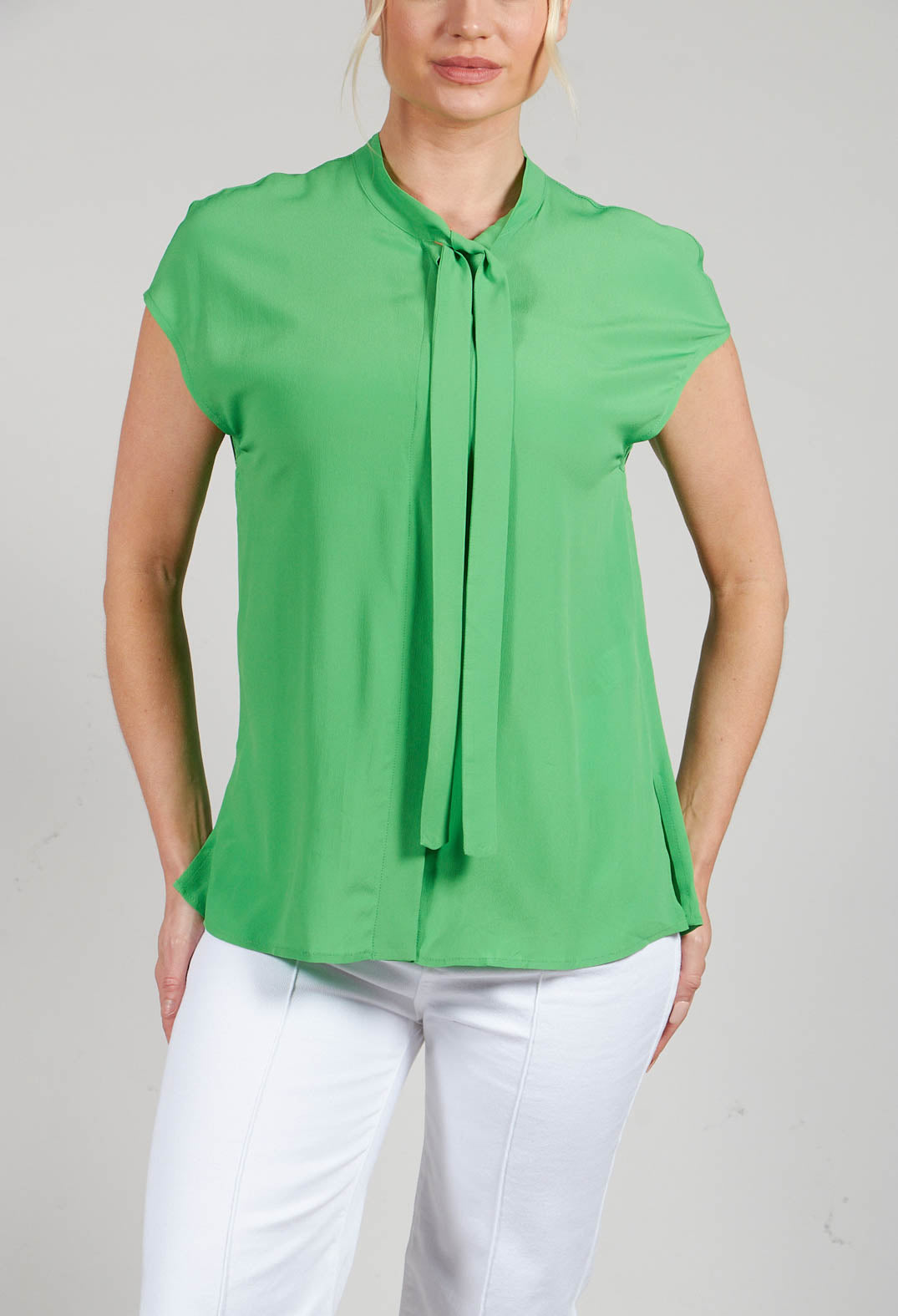 Capped Sleeve Blouse in Flash Green