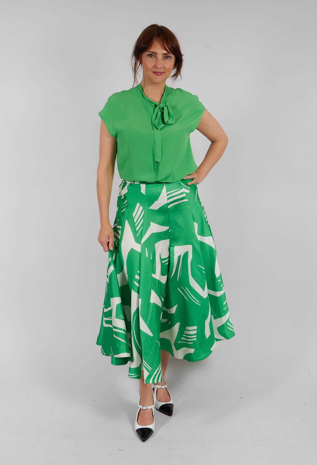 Capped Sleeve Blouse in Flash Green