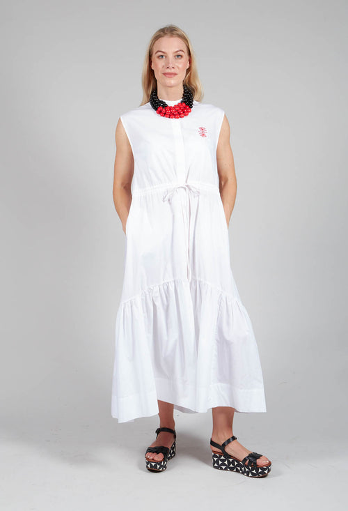 Sleeveless Dress in Blue and White