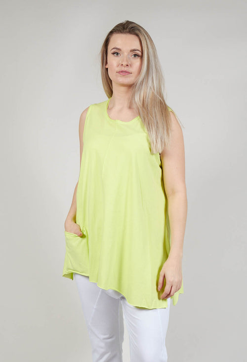 A Line Vest Top with Front Pocket in Lime