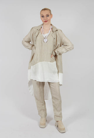 Deva Coat with Contrasting Fabric in Beige