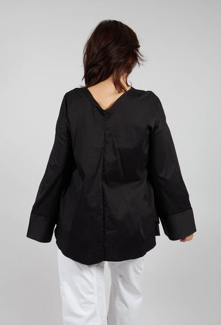 V-Neck Tailored Top in Nero