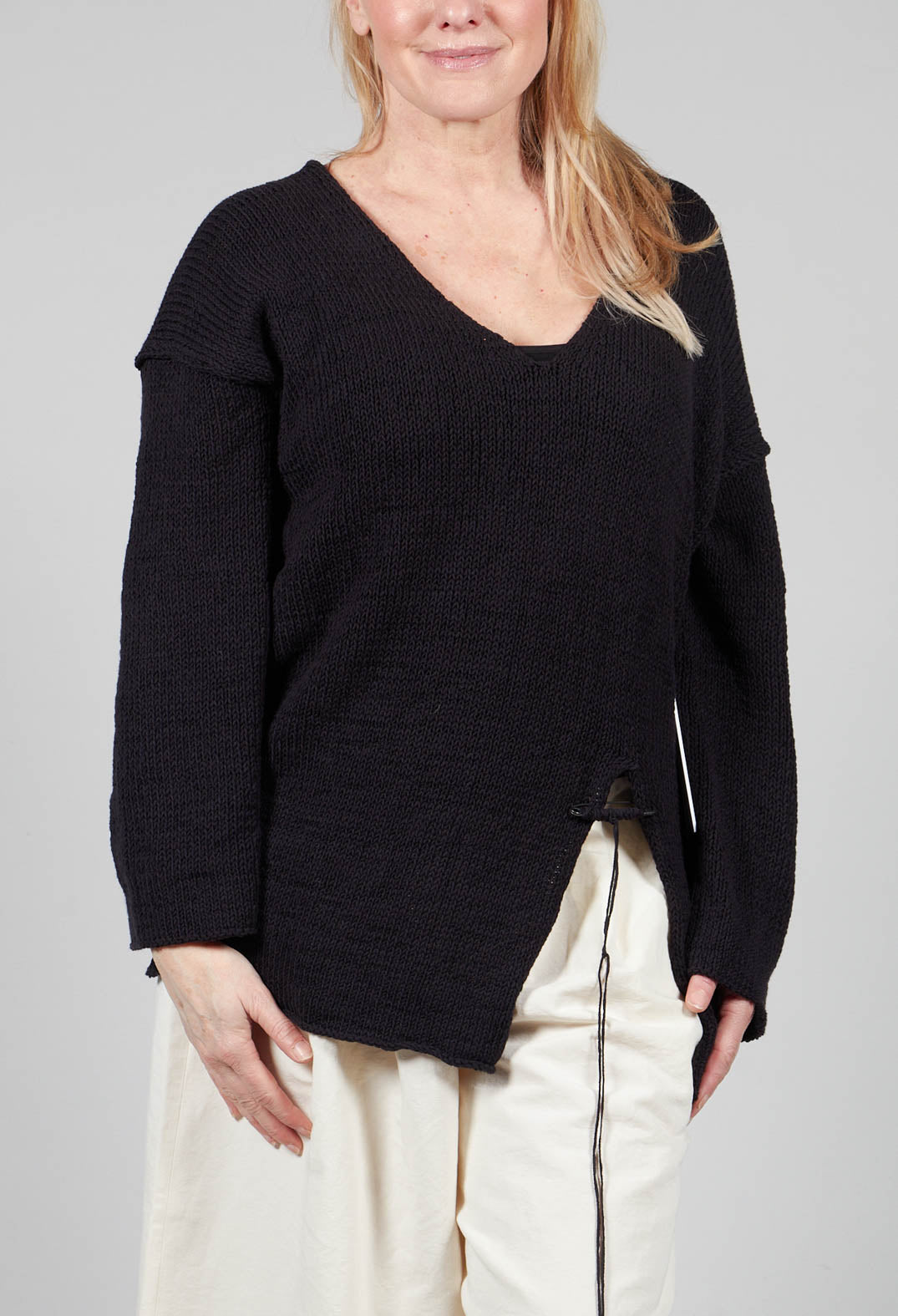 Soft V Neck Knit in Black