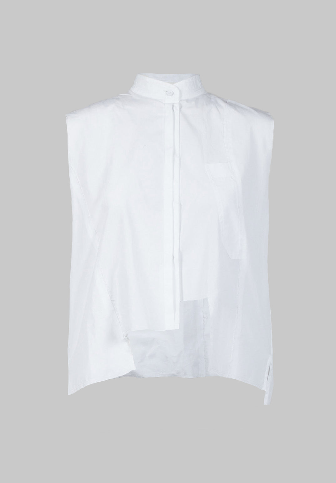 High Collar Sleeveless Shirt in White