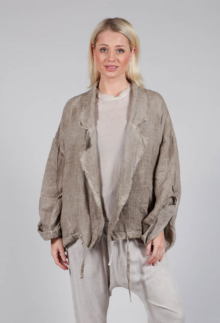 Oversized Linen Jacket in Fango Beige