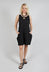 Short Pinstripe Dress with Elasticated Belt in Black