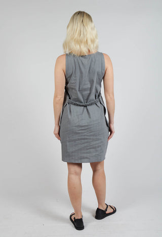 Short Pinstripe Dress with Elasticated Belt in Grey