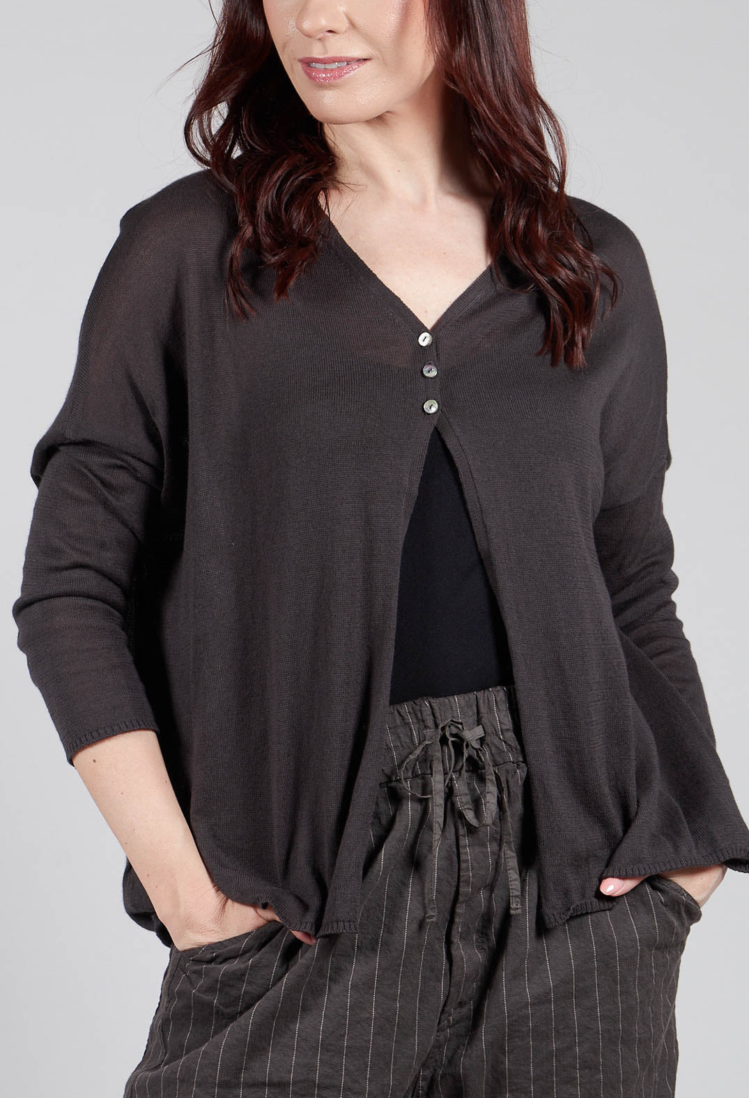 A-Line Cardigan in Charcoal