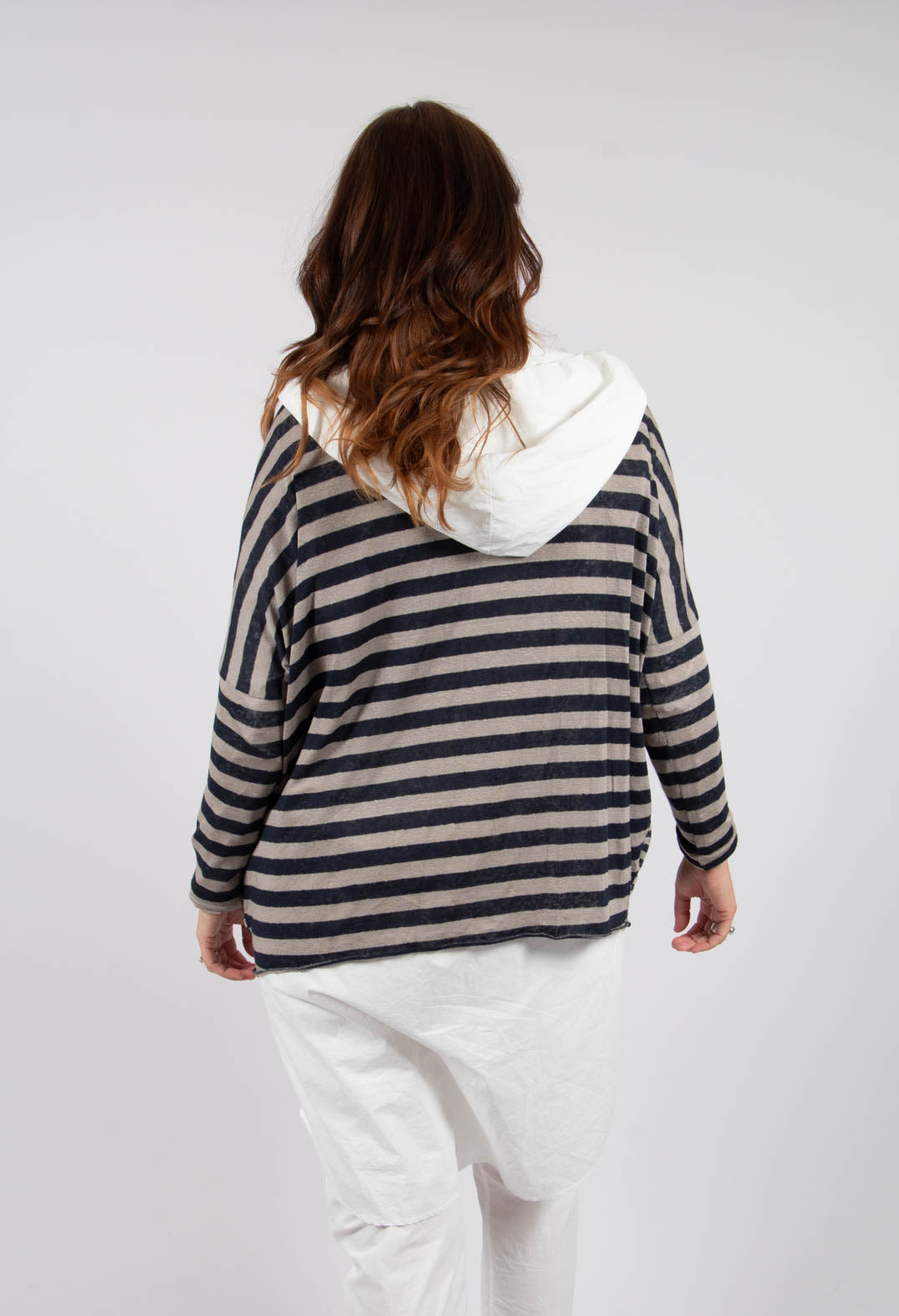 Striped Cardigan in Navy