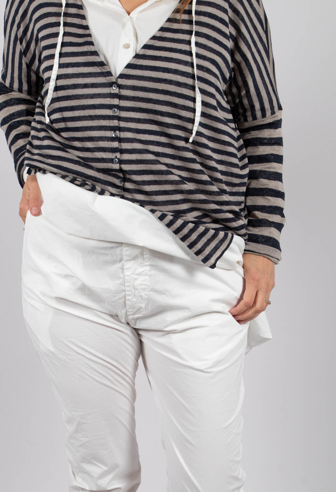 Striped Cardigan in Navy