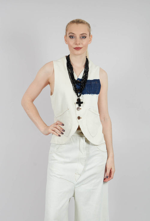 Button Through Waistcoat in Off White